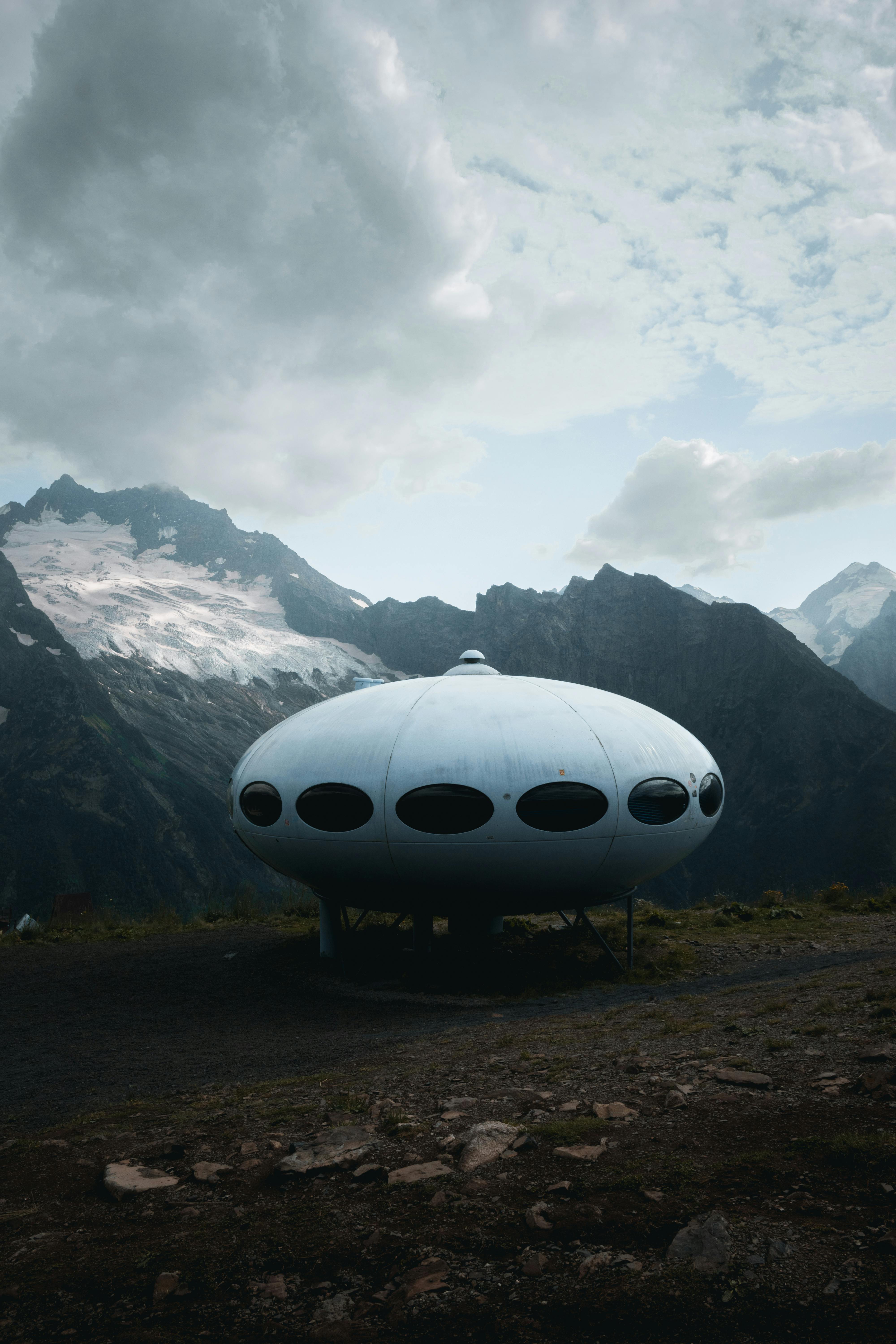 Futuro Pod in the Mountains. (Source: https://www.pexels.com/photo/futuro-pod-in-the-mountains-9271469/)